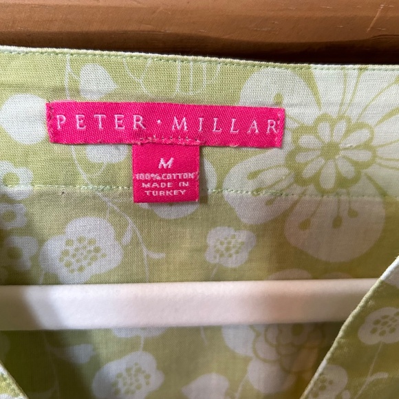 Peter‎ Millar Golf Blouse Tunic 100% Cotton 3/4 Sleeve Green White Floral Medium - Picture 4 of 6